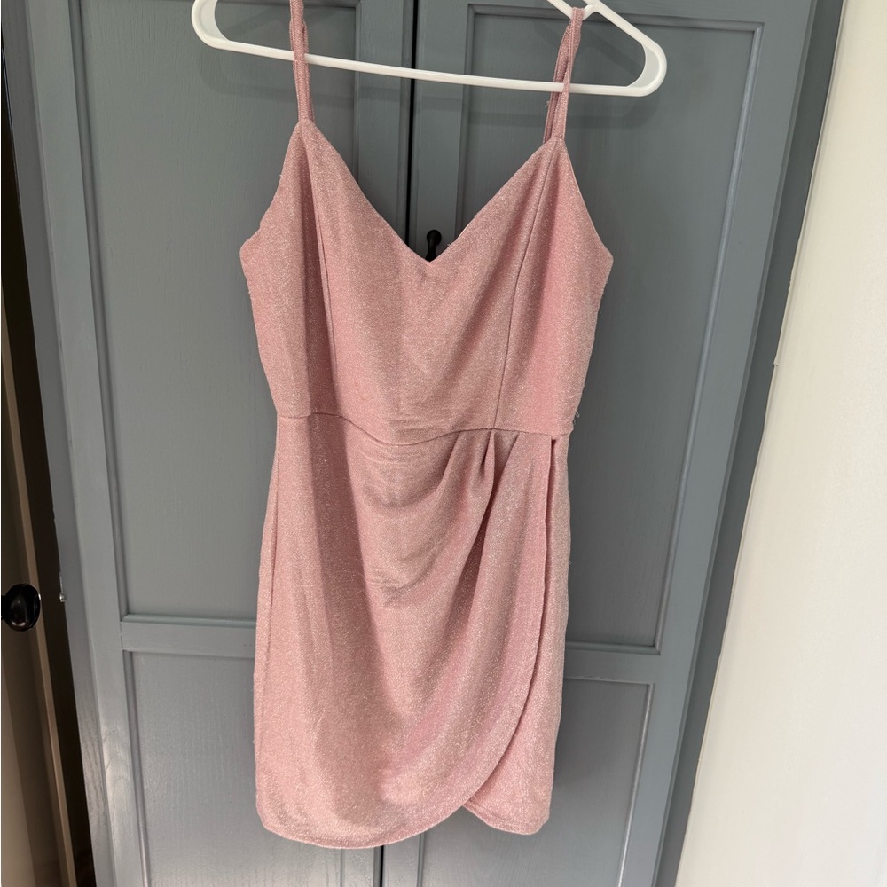 Francesca's Collections Shimmering Pink Mini Dress